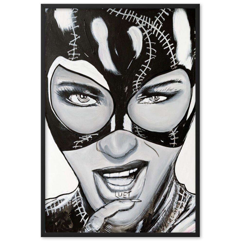 Cat-Woman-enhanced-matte-paper-framed-poster-black-61x91-cm-transparent-NK-Iconic