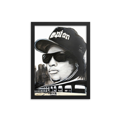 Eazy E enhanced matte paper framed poster in black 12x16 transparent - NK Iconic