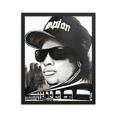 Eazy E enhanced matte paper framed poster in black 16x20 transparent - NK Iconic
