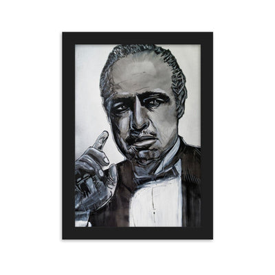 Godfather-Marlon-Brando-enhanced-matte-paper-framed-poster-black-21x30-cm-transparent-NK-Iconic