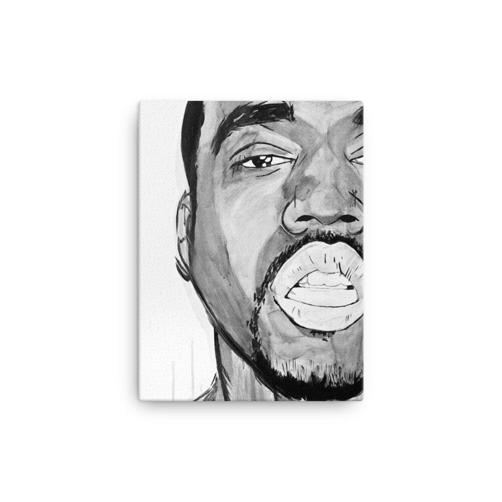 Kanye-West-B-W-canvas-in-12x16-wall-NK-Iconic
