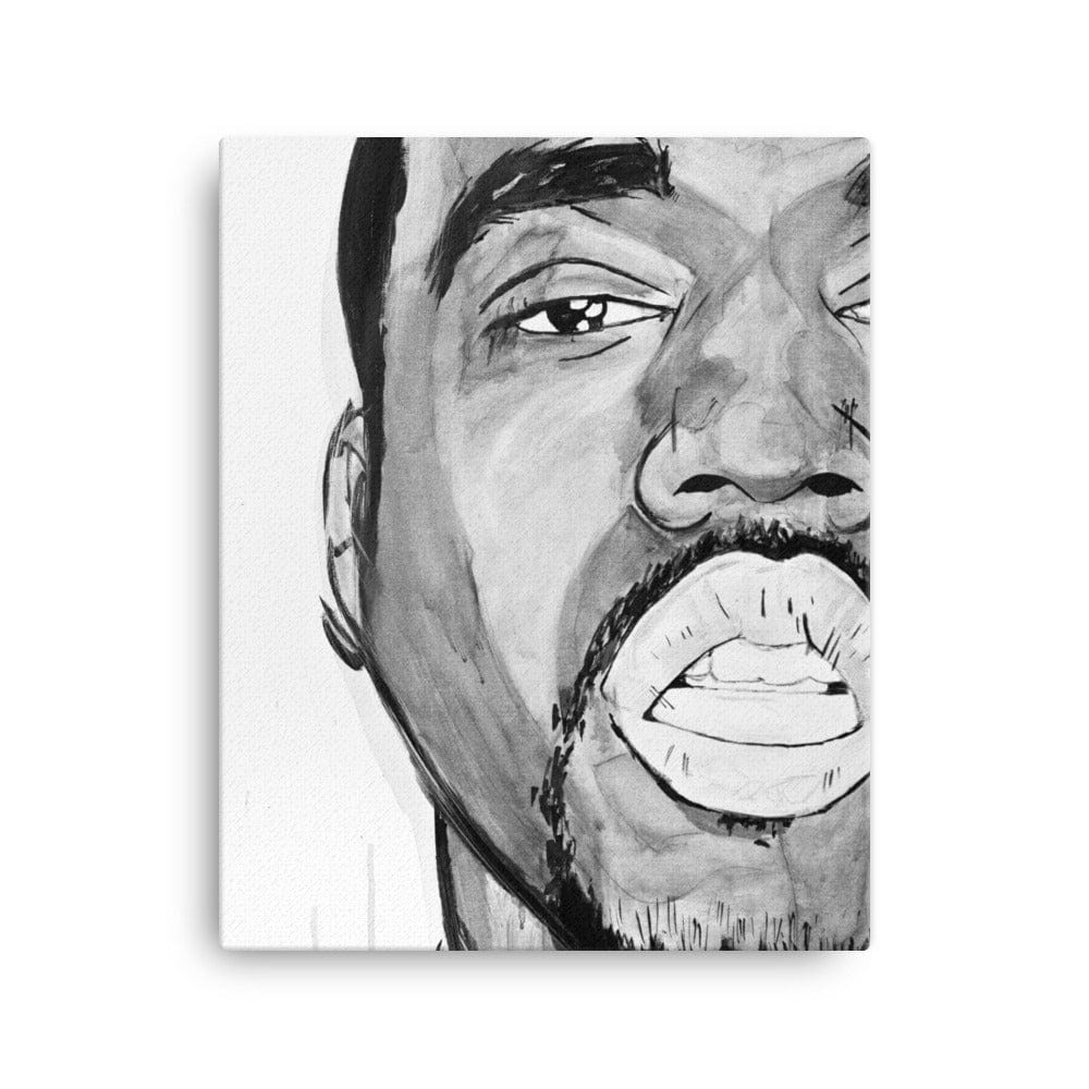 Kanye-West-B-W-canvas-in-16x20-wall-NK-Iconic