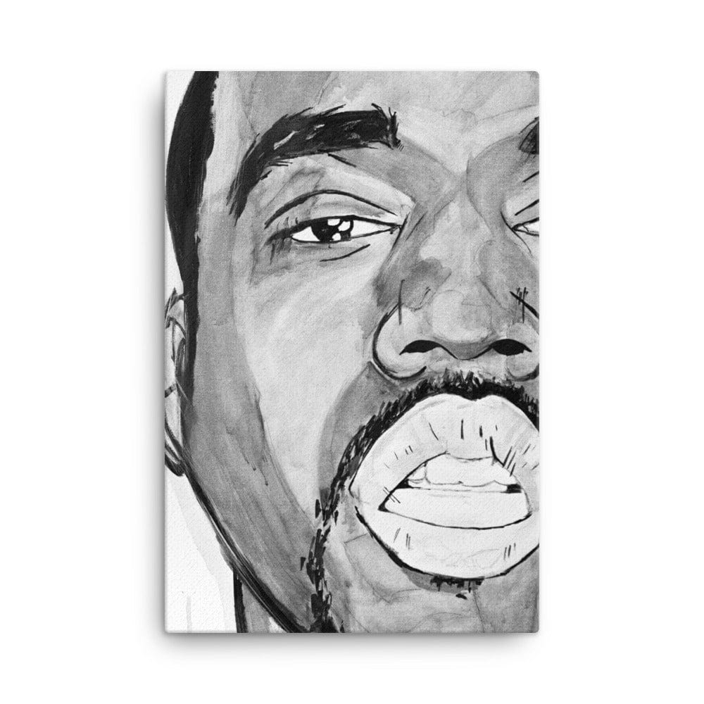 Kanye-West-B-W-canvas-in-24x36-wall-NK-Iconic