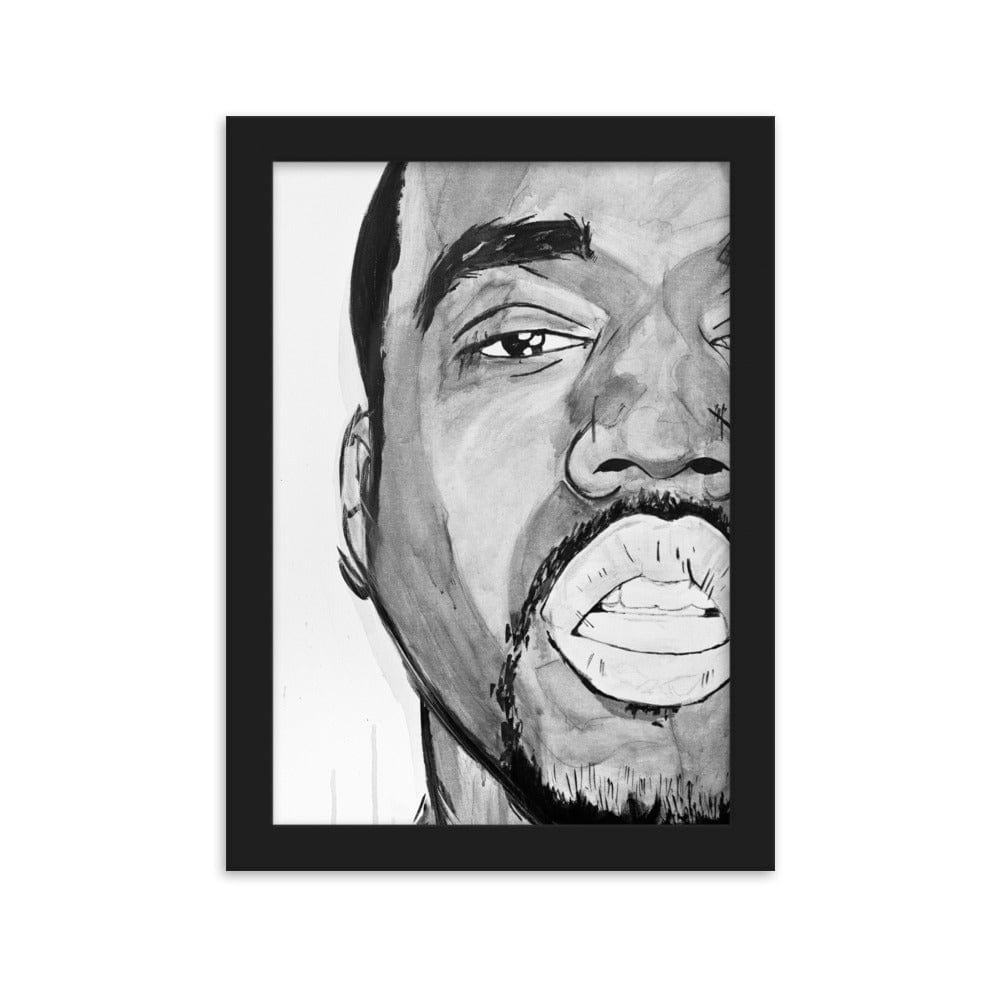 Kanye-West-B-W-enhanced-matte-paper-framed-poster-black-21x30-cm-transparent-NK-Iconic