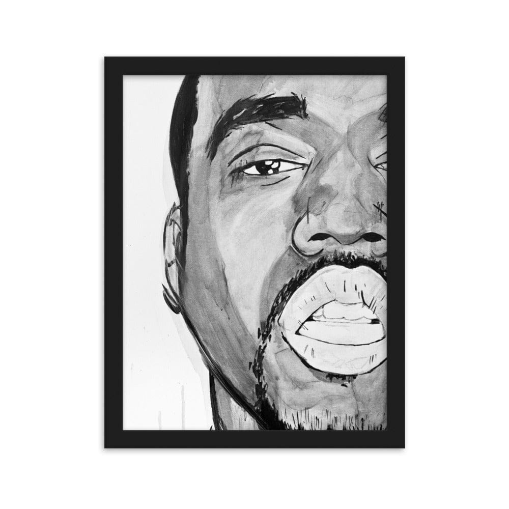 Kanye-West-B-W-enhanced-matte-paper-framed-poster-black-30x40-cm-transparent-NK-Iconic