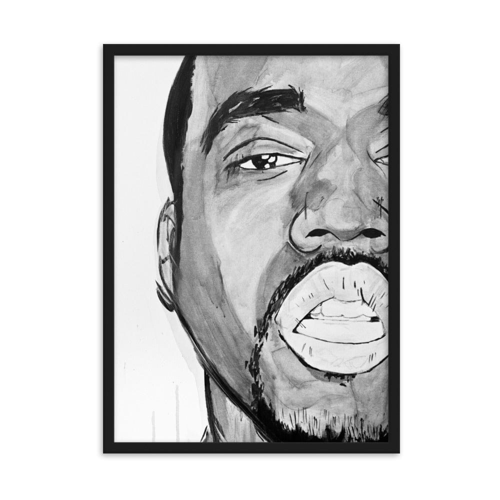 Kanye-West-B-W-enhanced-matte-paper-framed-poster-black-50x70-cm-transparent-NK-Iconic