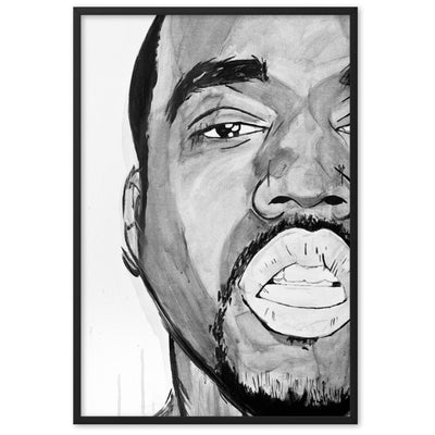 Kanye-West-B-W-enhanced-matte-paper-framed-poster-black-61x91-cm-transparent-NK-Iconic