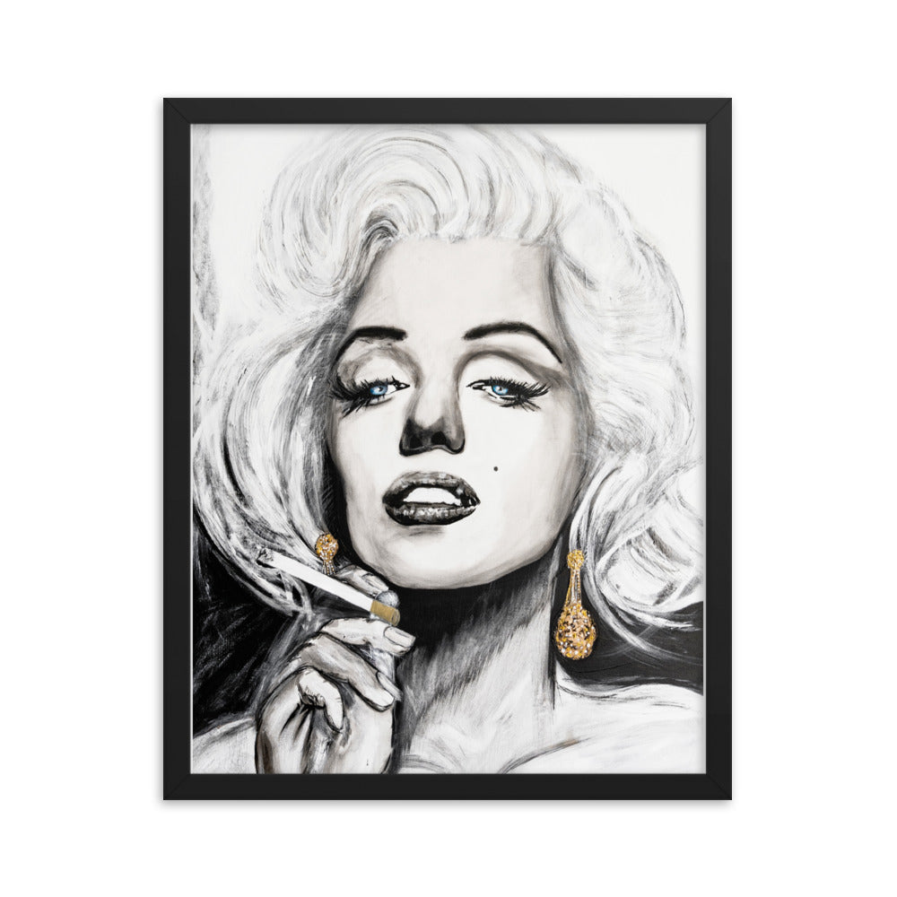 Marilyn Monroe enhanced matte paper framed poster in black 16x20 transparent