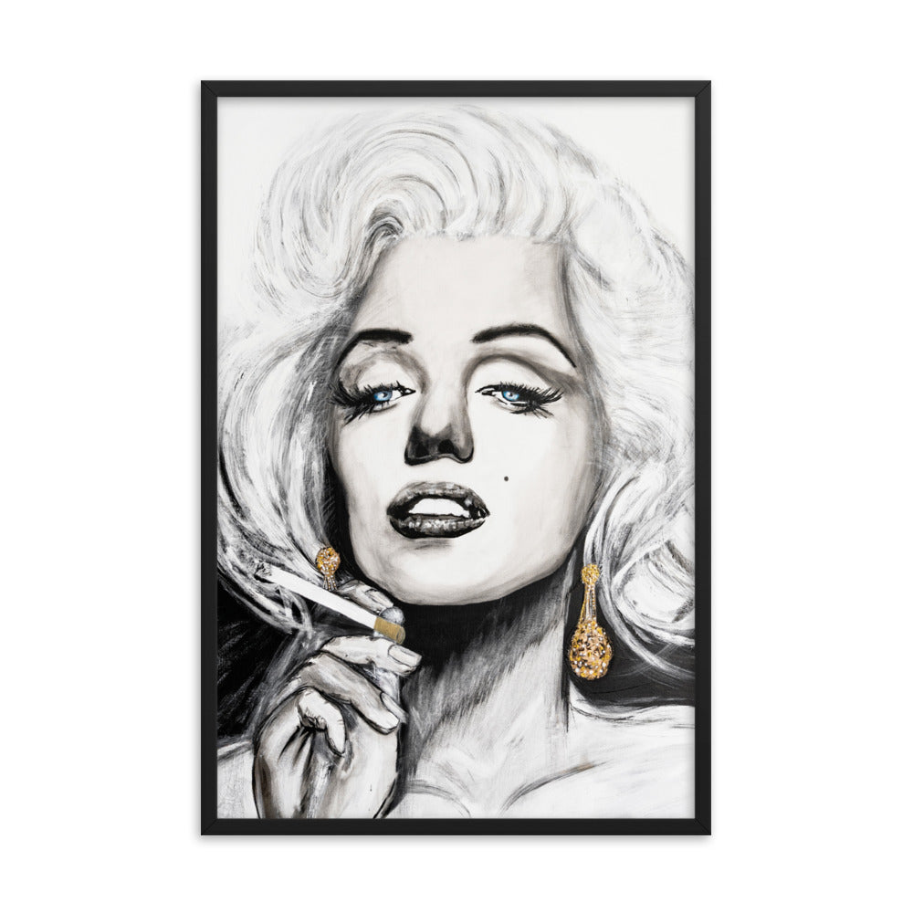 Marilyn Monroe enhanced matte paper framed poster in black 24x36 transparent