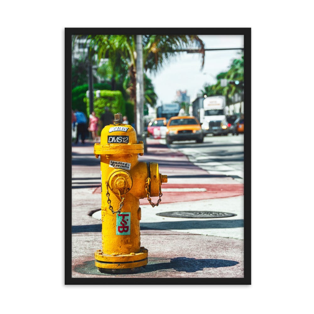 Miami-Fire-Hydrant-Street-Vibes-Photography-enhanced-matte-paper-framed-poster-black-50x70-cm-transparent