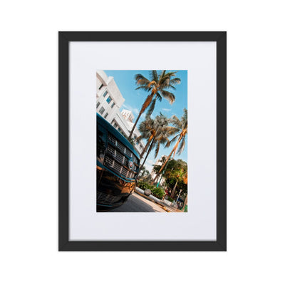Miami Vibes matte paper framed poster with mat black 30x40 cm transparent