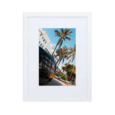Miami Vibes matte paper framed poster with mat white 30x40 transparent