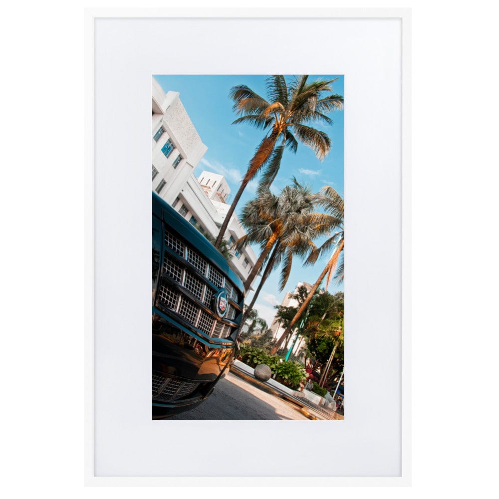 Miami Vibes matte paper framed poster with mat white 61x91 transparent