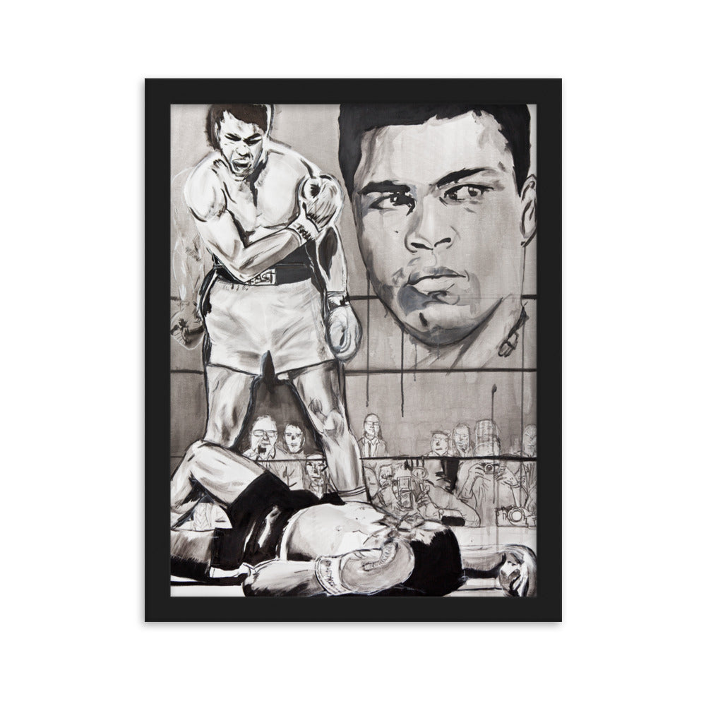 Muhammad Ali enhanced matte paper framed poster cm black 30x40 cm transparent