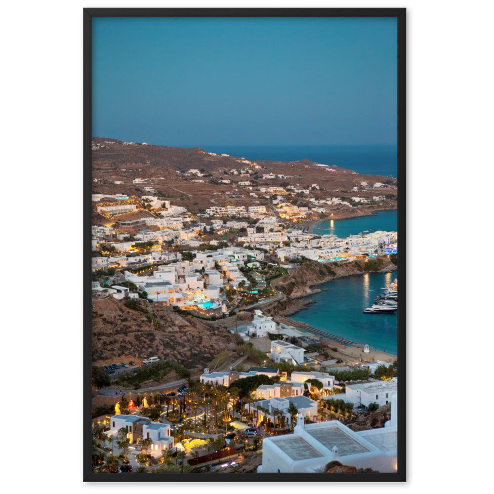 Nammos-Village-at-Night-Photography-enhanced-matte-paper-framed-poster-black-61x91-cm-transparent-NK-Iconic