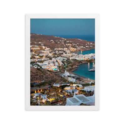 Nammos-Village-at-Night-Photography-enhanced-matte-paper-framed-poster-white-30x40-cm-transparent-NK-Iconic