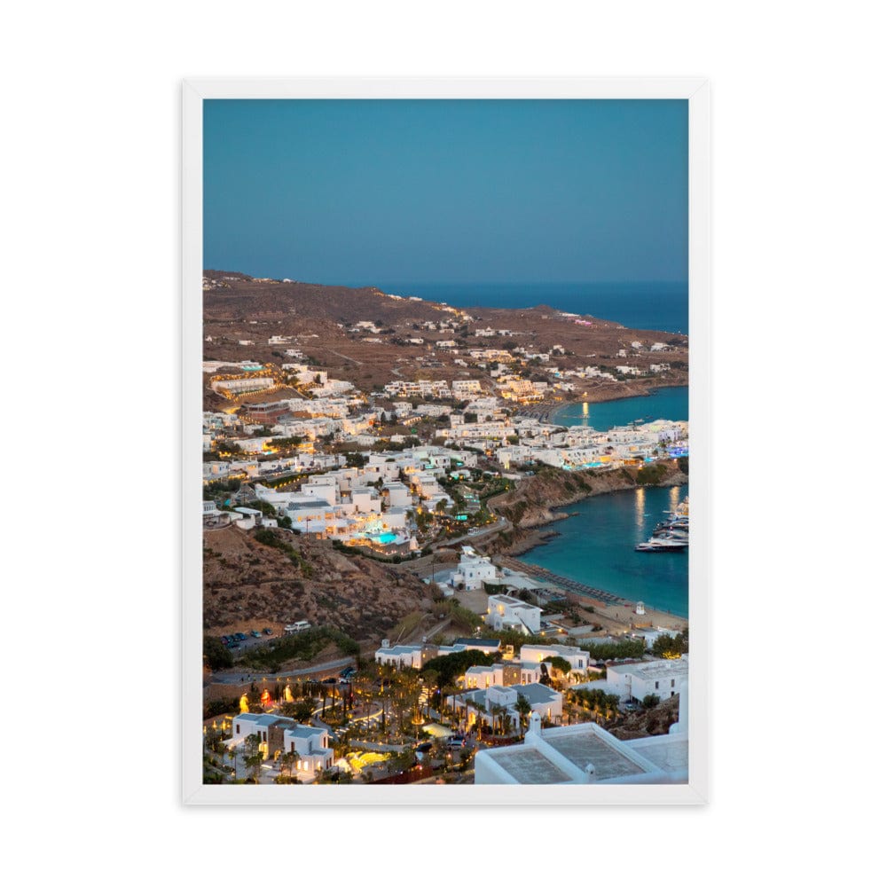 Nammos-Village-at-Night-Photography-enhanced-matte-paper-framed-poster-white-50x70-cm-transparent-NK-Iconic