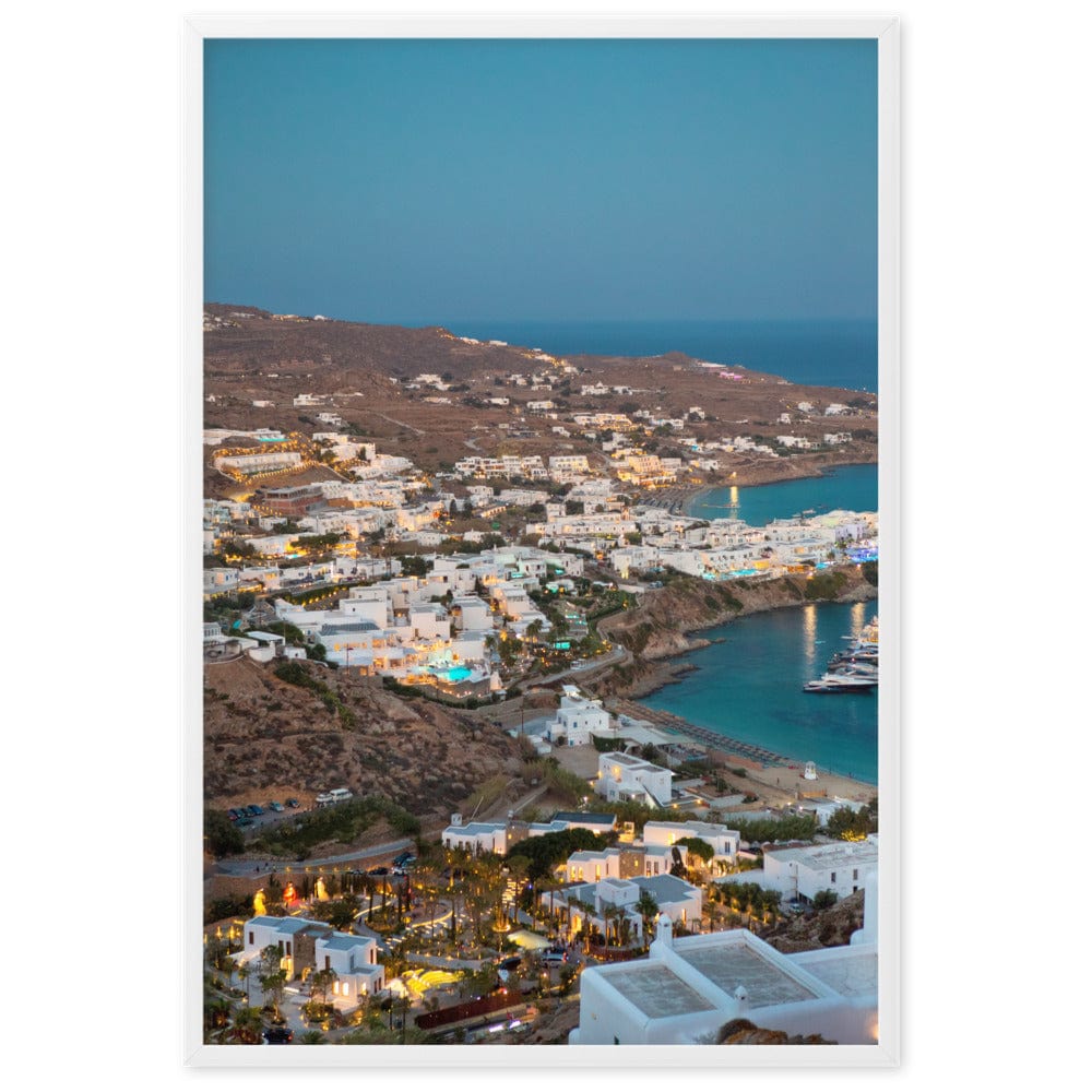 Nammos-Village-at-Night-Photography-enhanced-matte-paper-framed-poster-white-61x91-cm-transparent-NK-Iconic