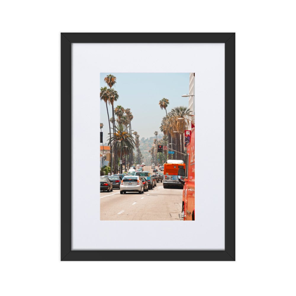 Palm-Trees-West-LA-Photography-matte-paper-framed-poster-with-mat-black-30x40-cm-NK-Iconic