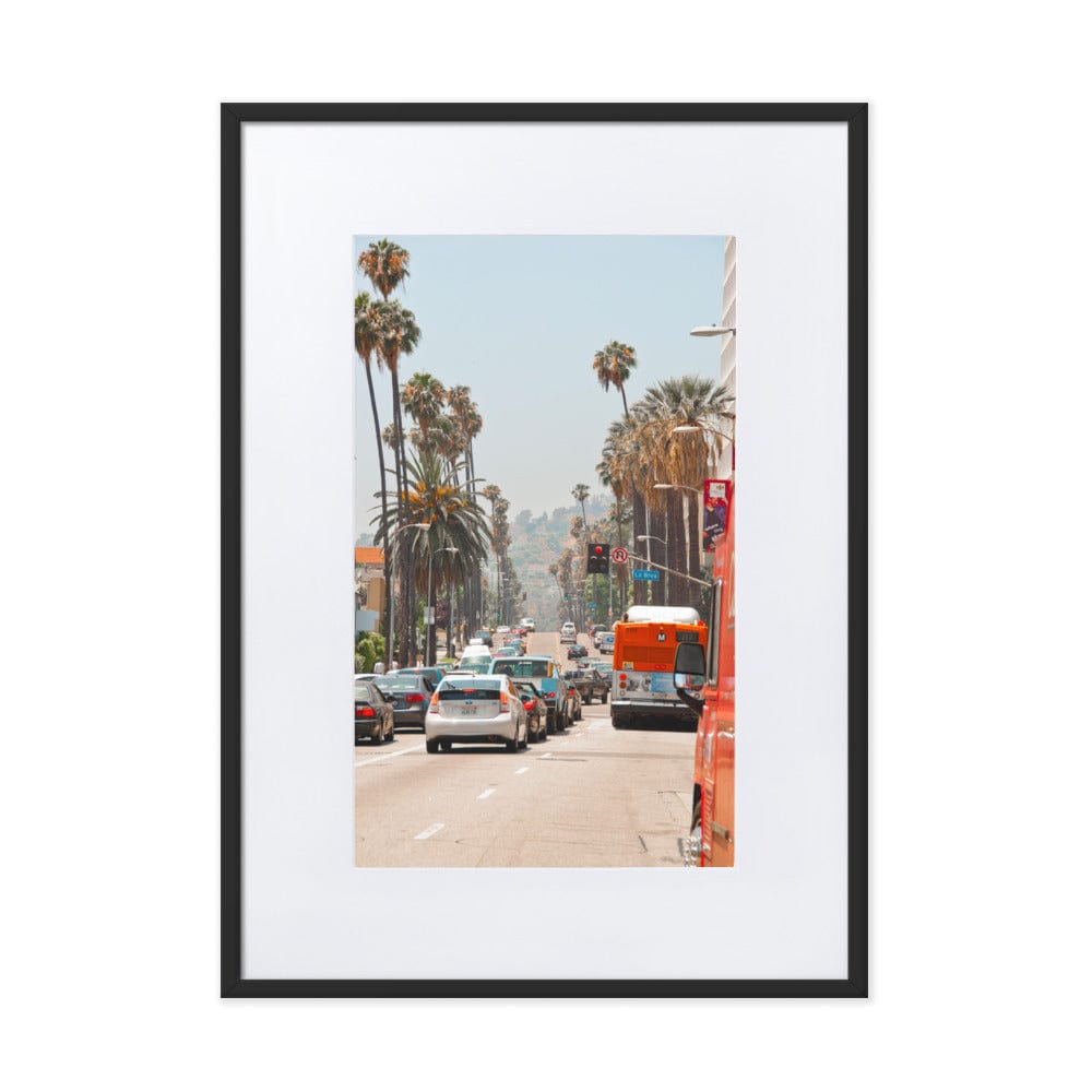Palm-Trees-West-LA-Photography-matte-paper-framed-poster-with-mat-black-50x70-cm-NK-Iconic