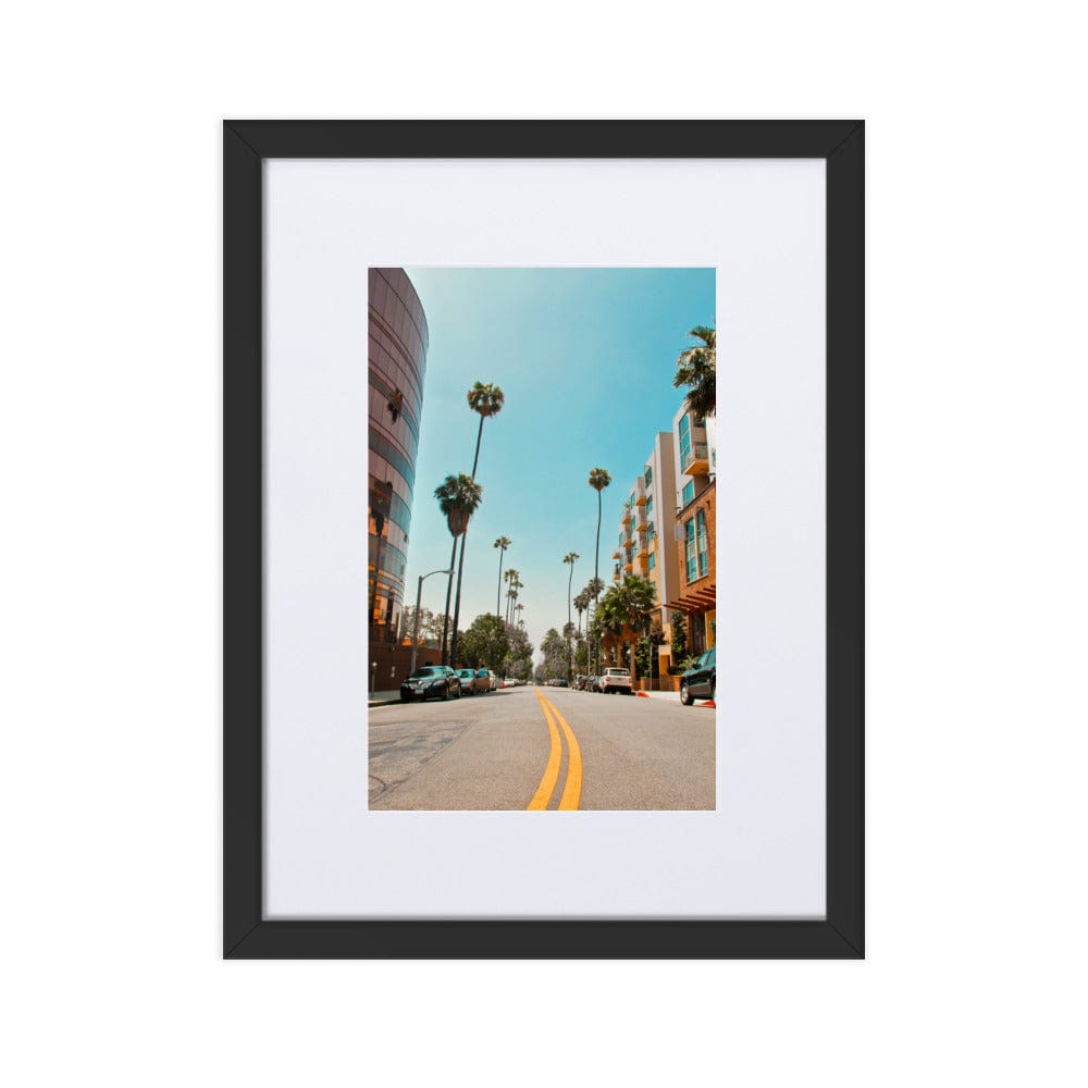Palm-Trees-in-LA-Photography-matte-paper-framed-poster-with-mat-black-30x40-cm-transparent-NK-Iconic