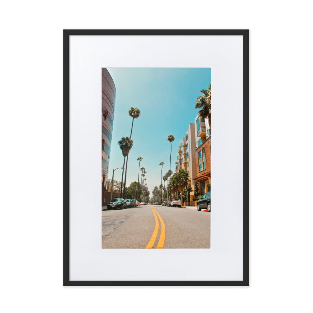 Palm-Trees-in-LA-Photography-matte-paper-framed-poster-with-mat-black-50x70-cm-transparent-NK-Iconic