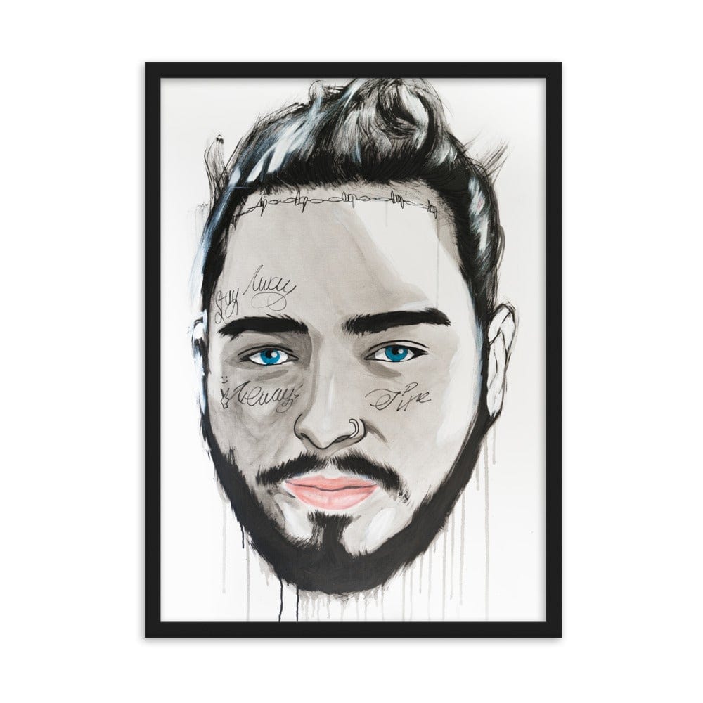 Post-Malone-enhanced-matte-paper-framed-poster-black-50x70-cm-transparent-NK-Iconic