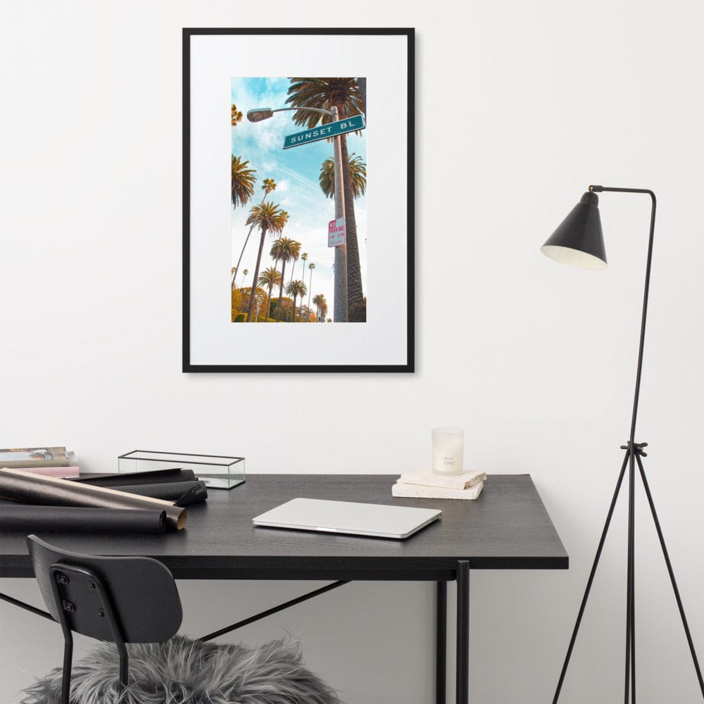 Sunset-BLVD-LA-Streets-Photography-matte-paper-framed-poster-with-mat-black-61x91-cm-NK-Iconic