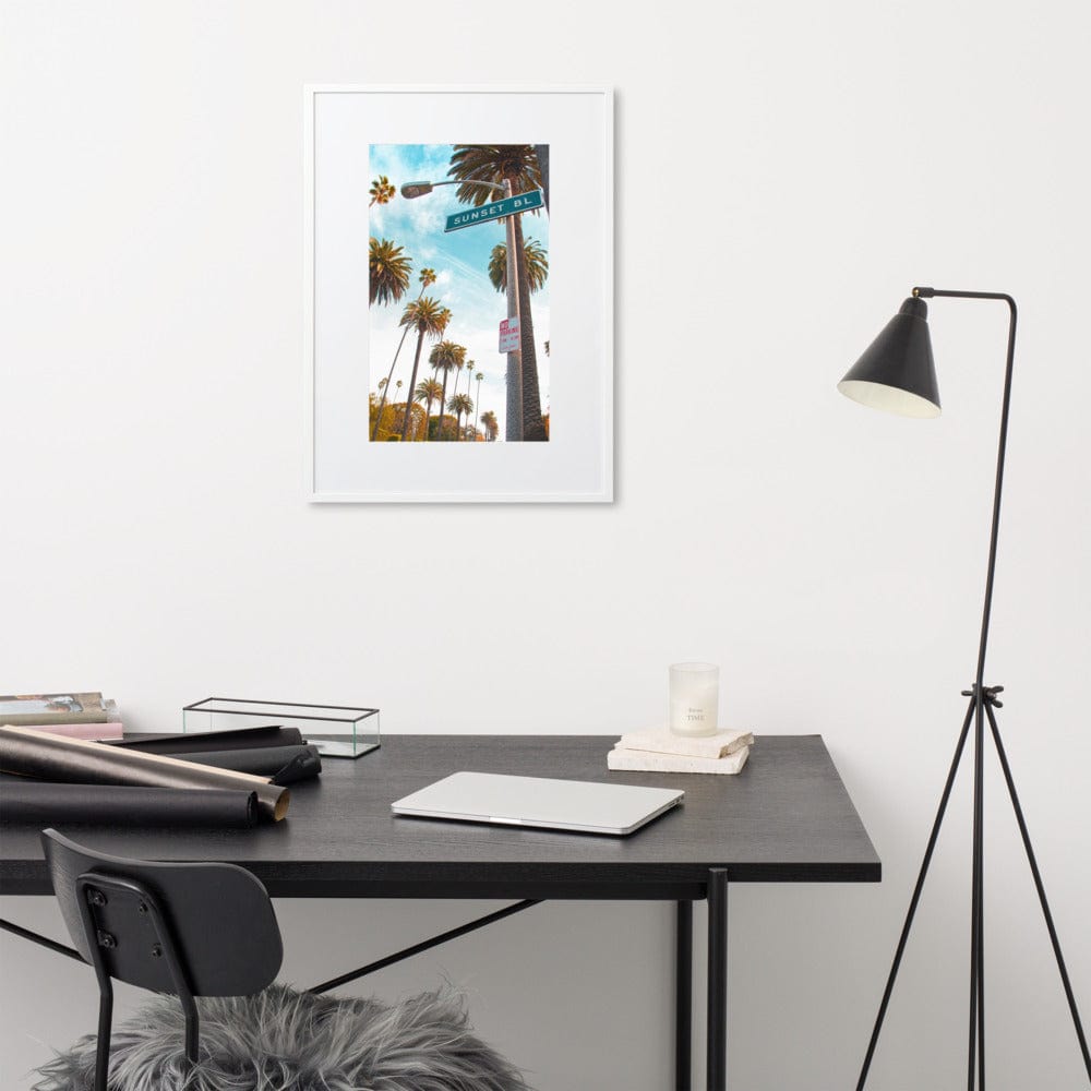 Sunset-BLVD-LA-Streets-Photography-matte-paper-framed-poster-with-mat-white-50x70-cm-NK-Iconic