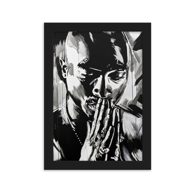 Tupac-Praying-enhanced-matte-paper-framed-poster-black-21x30-cm-transparent-NK-Iconic