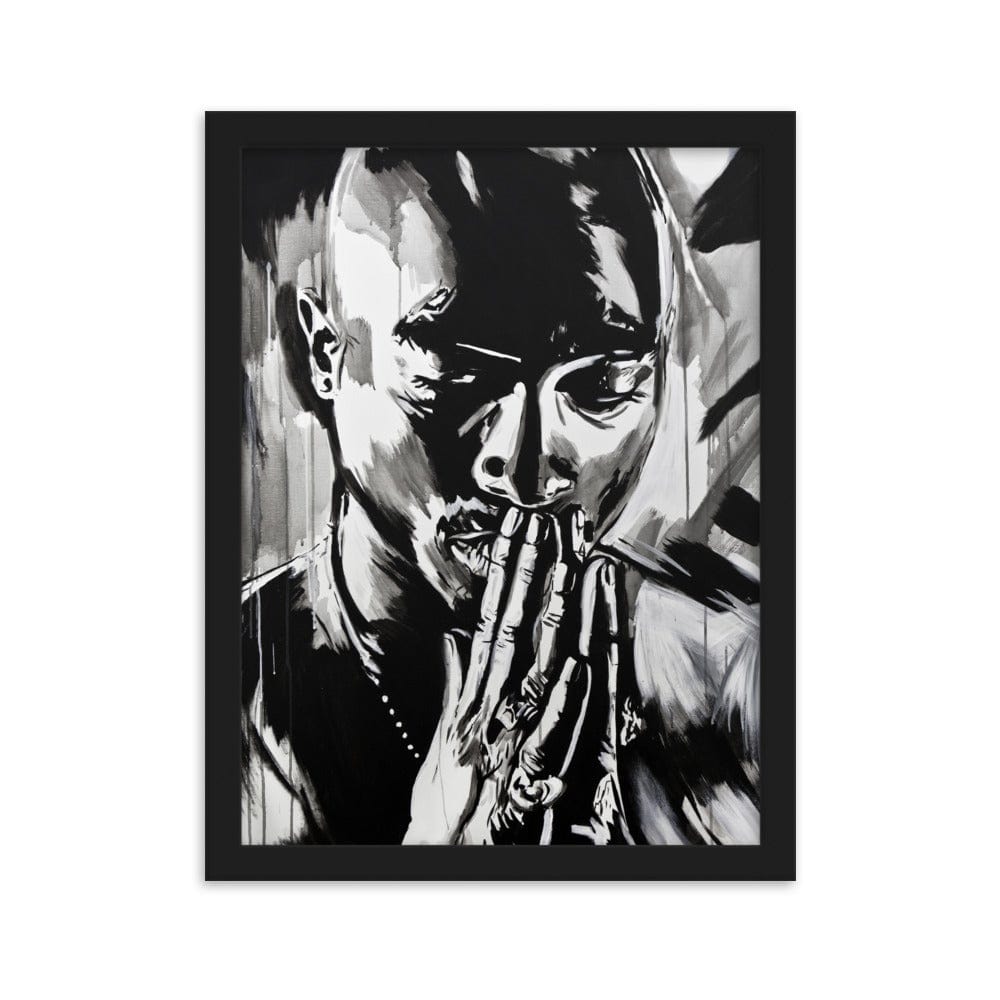 Tupac-Praying-enhanced-matte-paper-framed-poster-black-30x40-cm-transparent-NK-Iconic