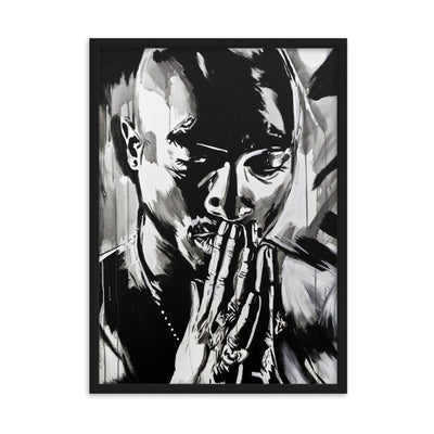 Tupac-Praying-enhanced-matte-paper-framed-poster-black-50x70-cm-transparent-NK-Iconic