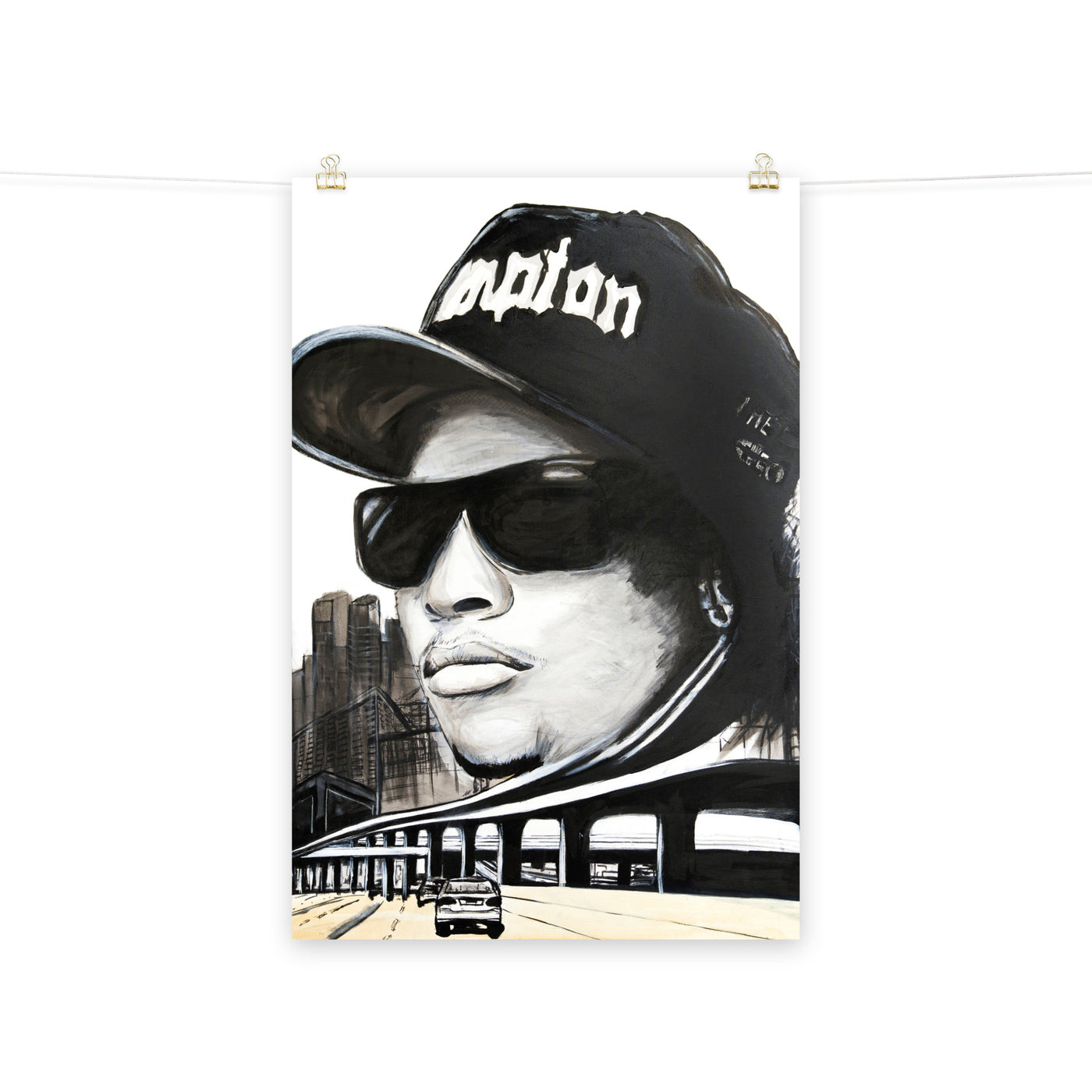 Eazy E enhanced matte paper poster in black 24x36 transparent - NK Iconic