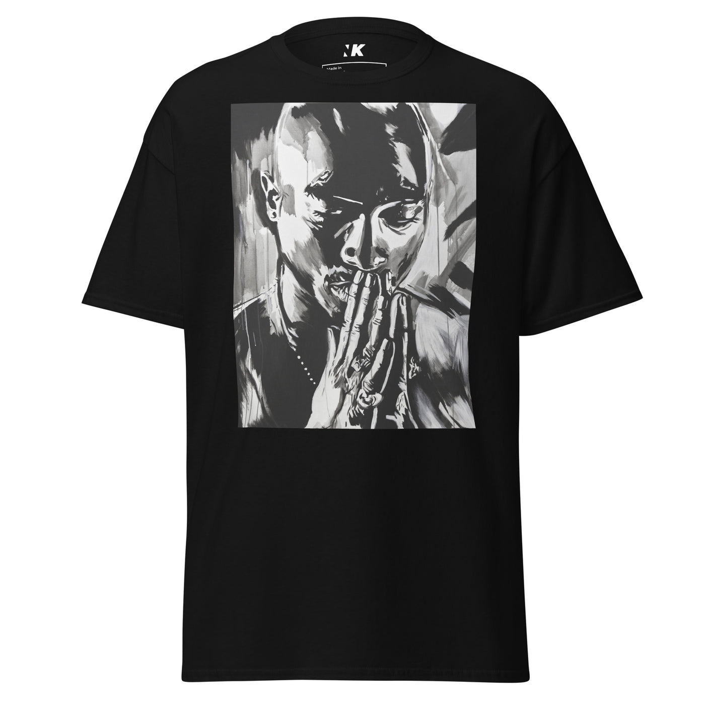 mens-classic-tee-black-front-Tupac-Pray-T-Shirt