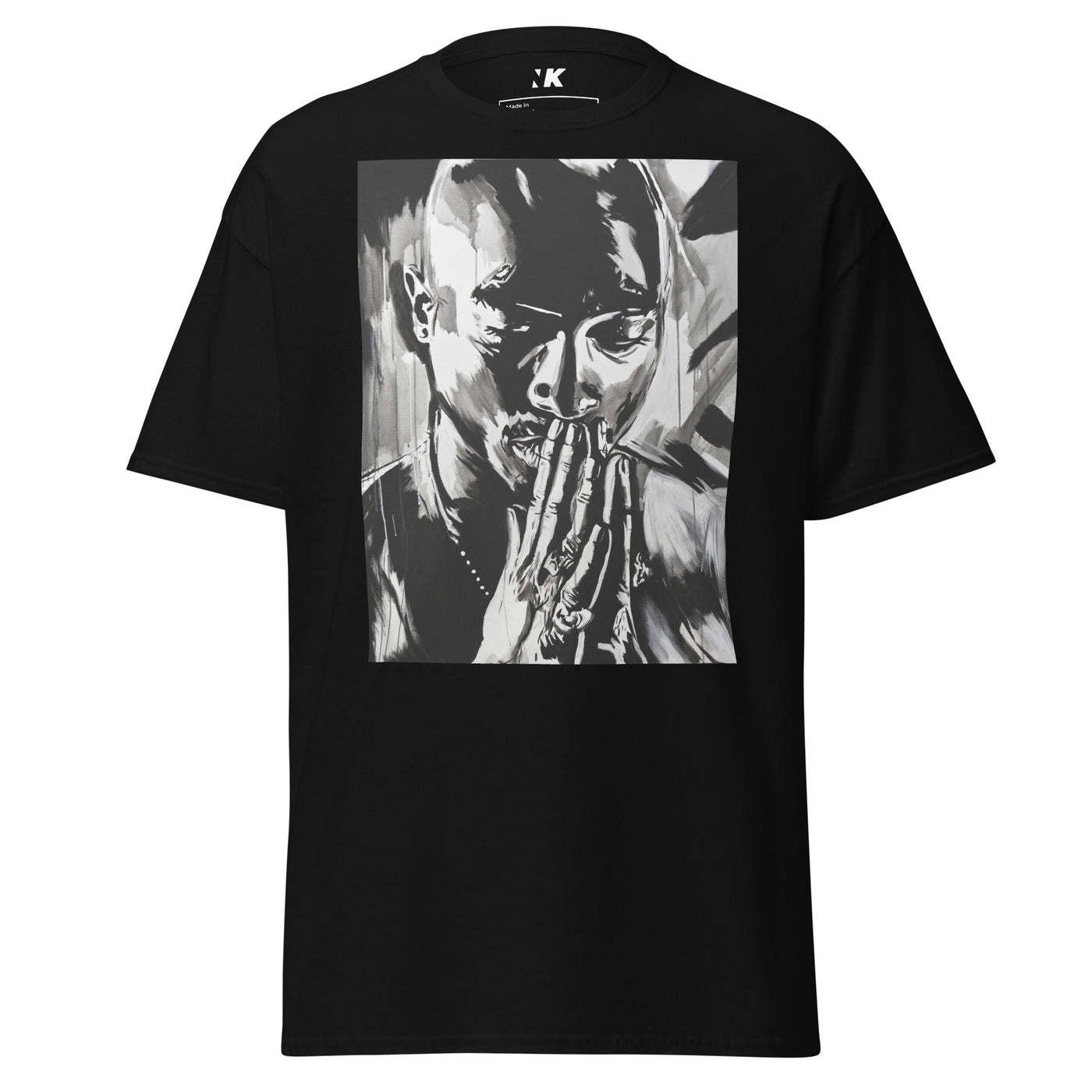 mens-classic-tee-black-front-Tupac-Pray-T-Shirt