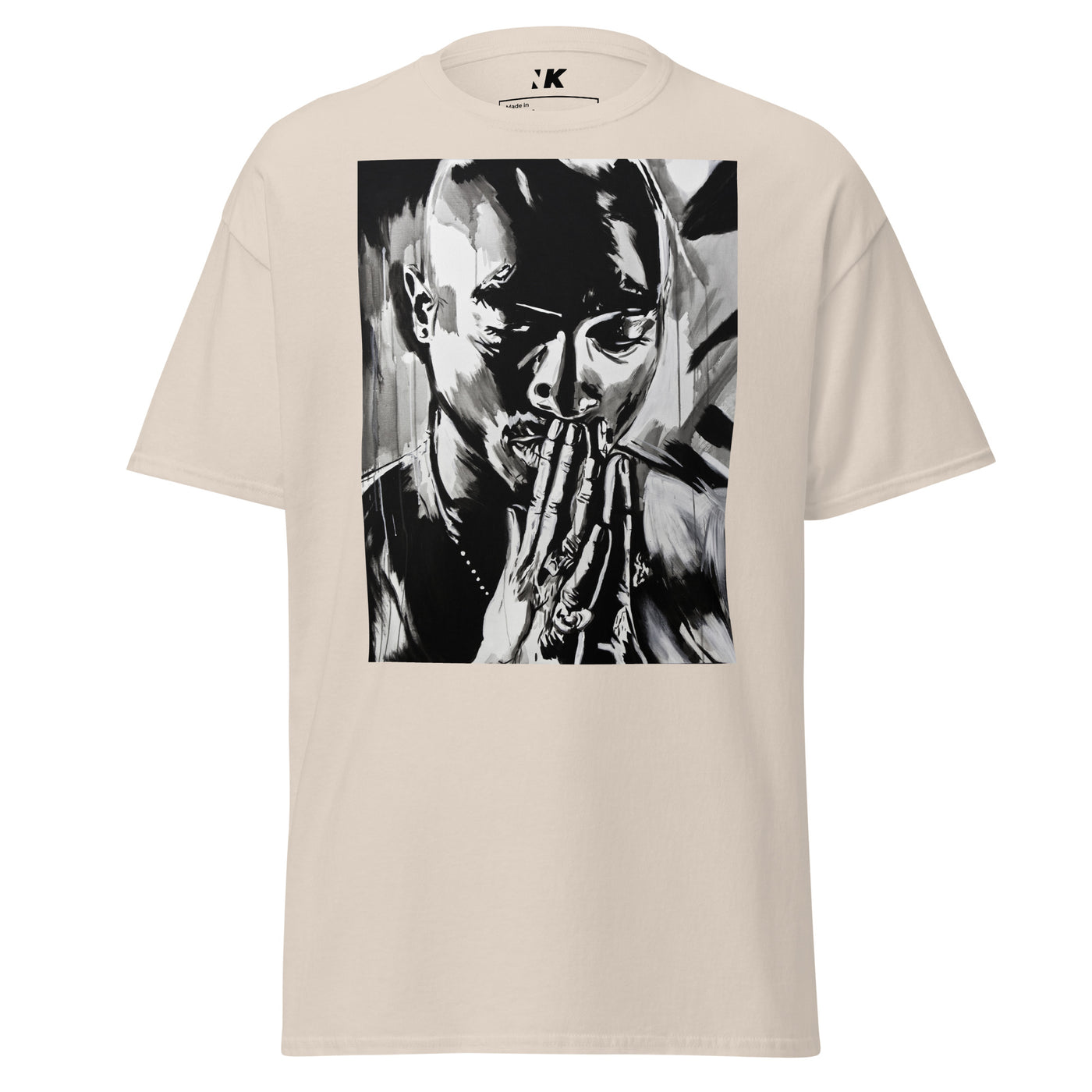 mens-classic-tee-natural-front-Tupac-Pray-T-Shirt
