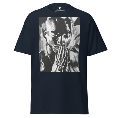 mens-classic-tee-navy-front-Tupac-Pray-T-Shirt