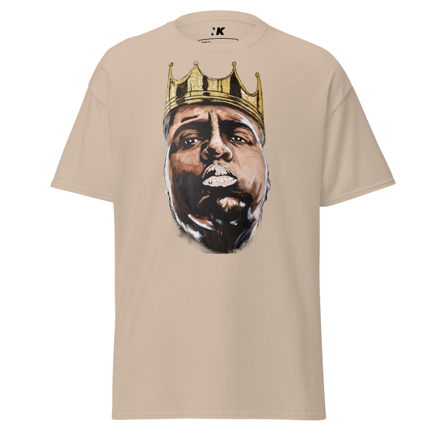mens-classic-tee-sand-front-Biggie-Gold-Crown-T-Shirt
