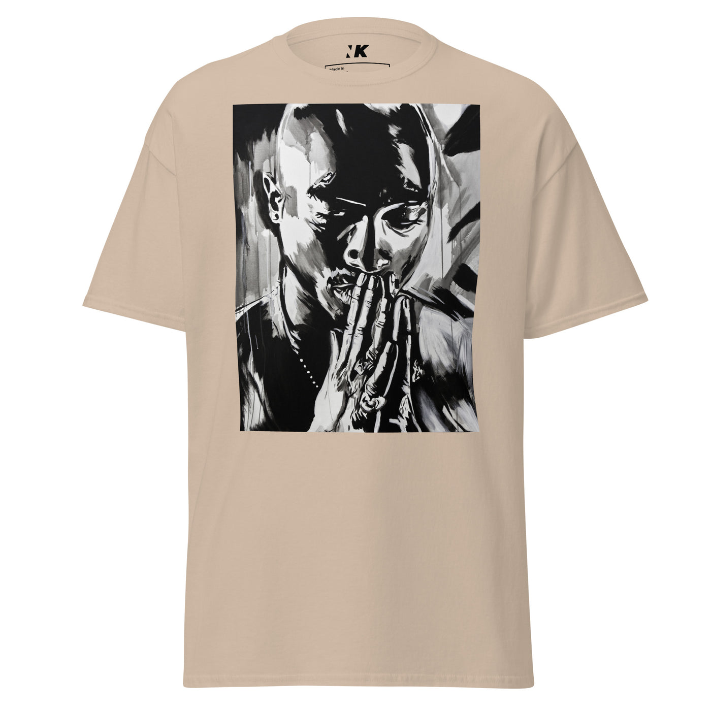 mens-classic-tee-sand-front-Tupac-Pray-T-Shirt