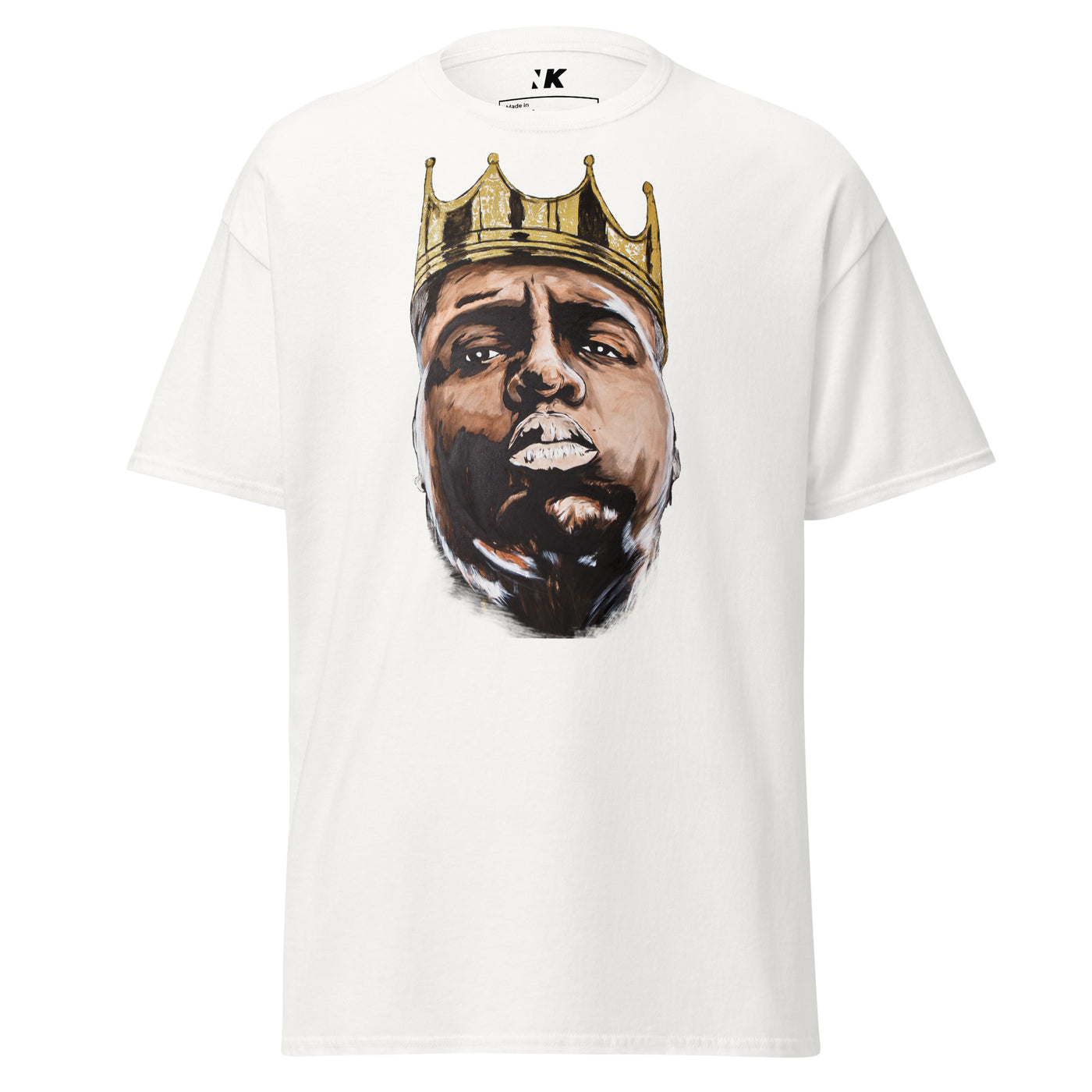 mens-classic-tee-white-front-Biggie-Gold-Crown-T-Shirt