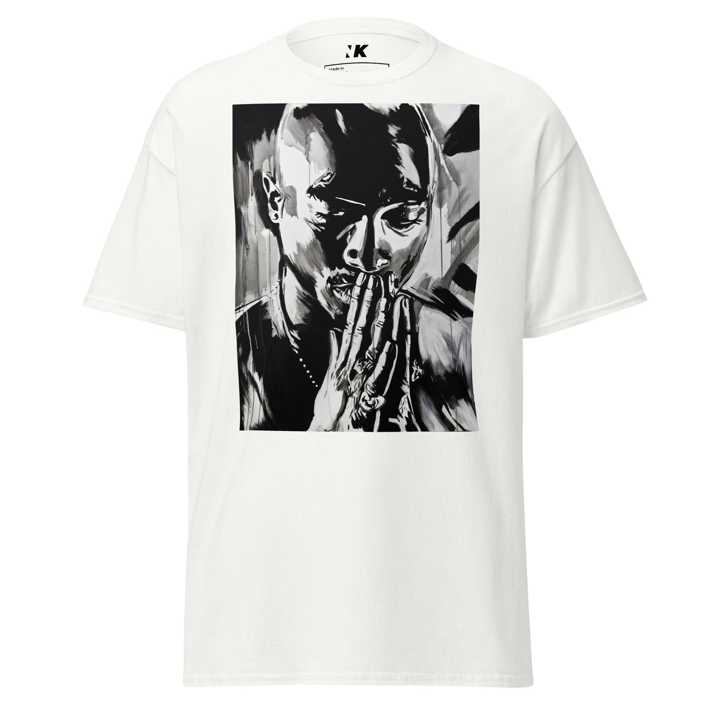 mens-classic-tee-white-front-Tupac-Pray-T-Shirt